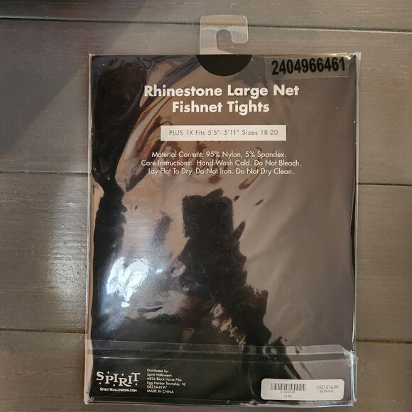 Spirit Halloween Women's Black Wide Net Rhinestone Fishnet Tights plus size - Picture 3 of 5